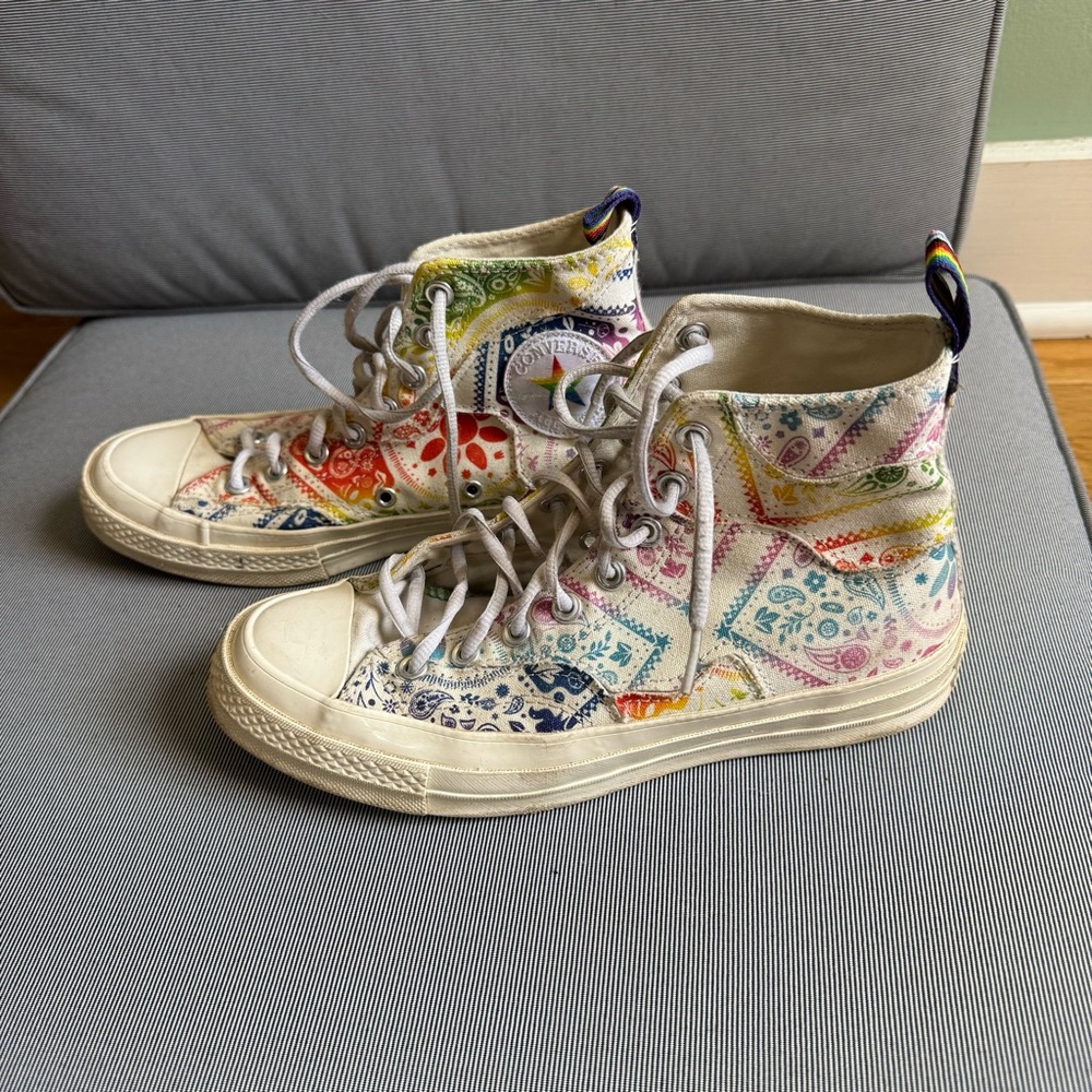 Converse High Top Sneakers - White with Rainbow Paisley - Picture 2 of 7